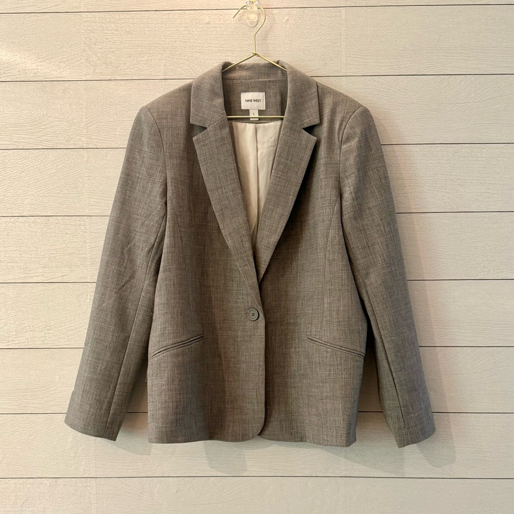 Nine West Light Gray Single-Button Women's Blazer